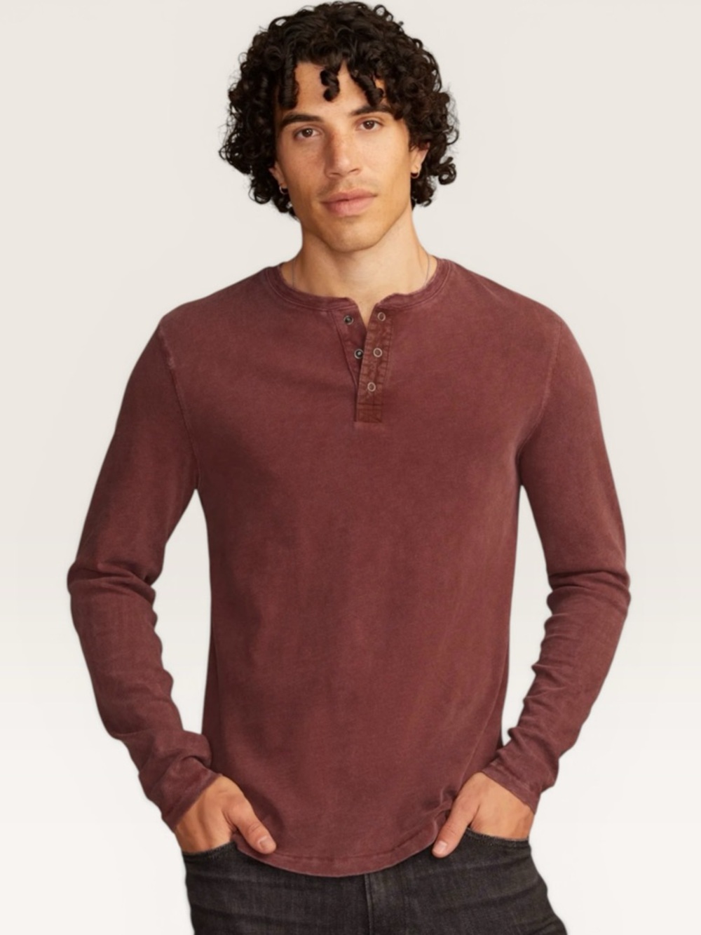 LUCKY BRAND Weekend Long Sleeve Slubbed Henley Shirt | Vineyard‎ Wine | XXL